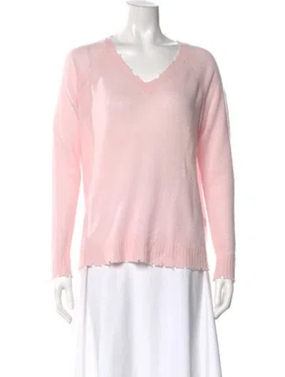 Pre-owned Minnie Rose Cashmere V-neck Sweater In Pink