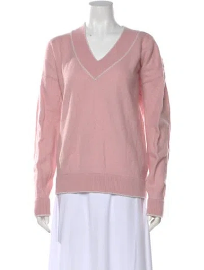 Pre-owned Minnie Rose Cashmere V-neck Sweater In Pink