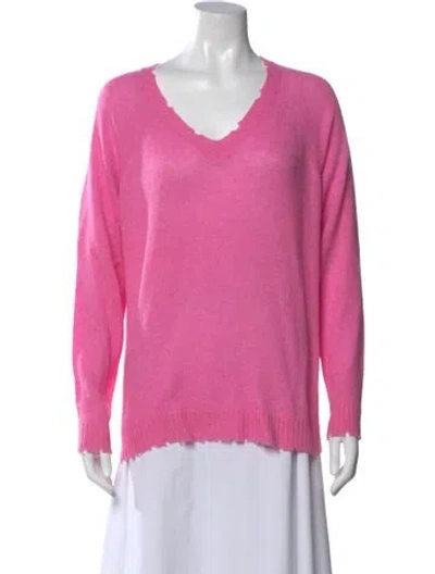 Pre-owned Minnie Rose Cashmere V-neck Sweater In Pink