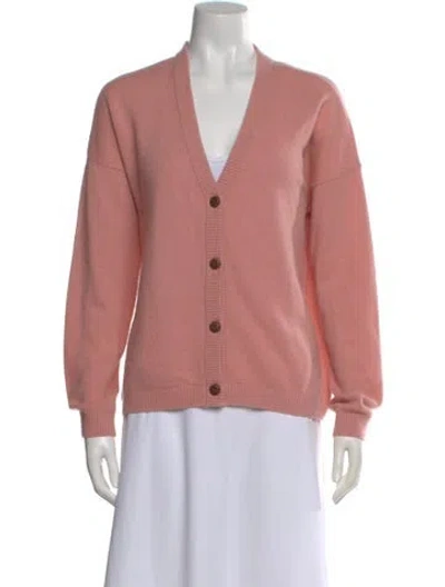 Pre-owned Minnie Rose Cashmere V-neck Sweater In Pink