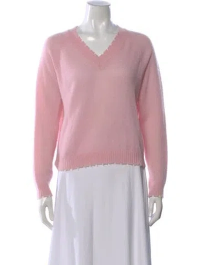 Pre-owned Minnie Rose Cashmere V-neck Sweater In Pink