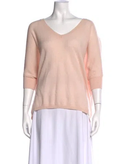 Pre-owned Minnie Rose Cashmere V-neck Sweater In Pink