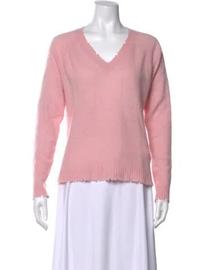 Pre-owned Minnie Rose Cashmere V-neck Sweater In Pink