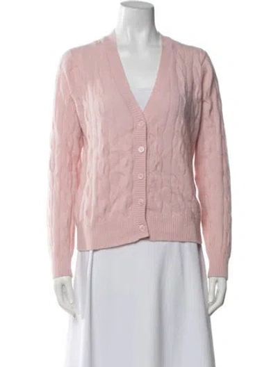 Pre-owned Minnie Rose Cashmere V-neck Sweater In Pink