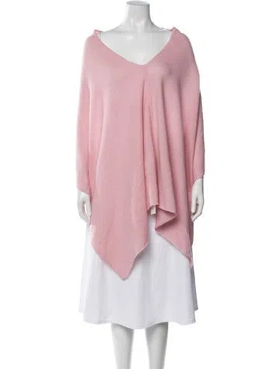 Pre-owned Minnie Rose Cashmere V-neck Sweater In Pink