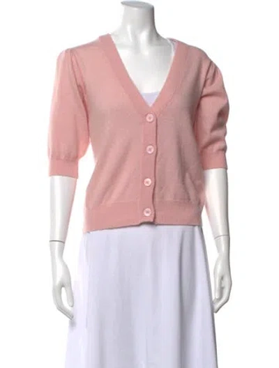 Pre-owned Minnie Rose Cashmere V-neck Sweater In Pink