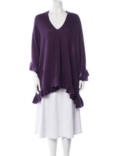 Pre-owned Minnie Rose Cashmere V-neck Sweater In Purple