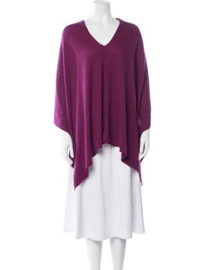 Pre-owned Minnie Rose Cashmere V-neck Sweater In Purple