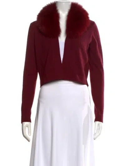 Pre-owned Minnie Rose Cashmere V-neck Sweater In Red