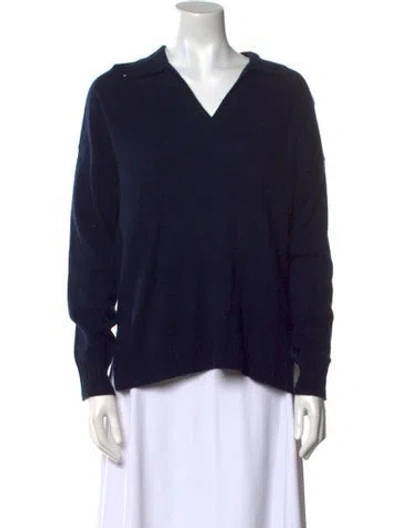 Pre-owned Minnie Rose Cashmere V-neck Sweater W/ Tags In Blue