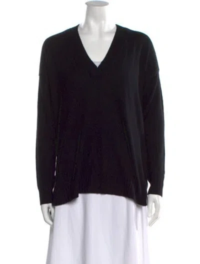 Pre-owned Minnie Rose Cashmere V-neck Sweater W/ Tags In Blue