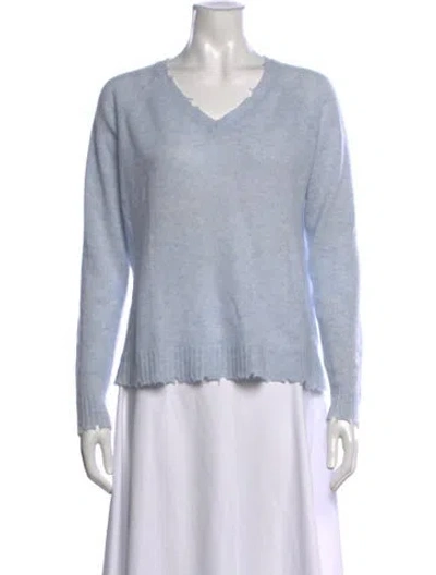 Pre-owned Minnie Rose Cashmere V-neck Sweater W/ Tags In Blue