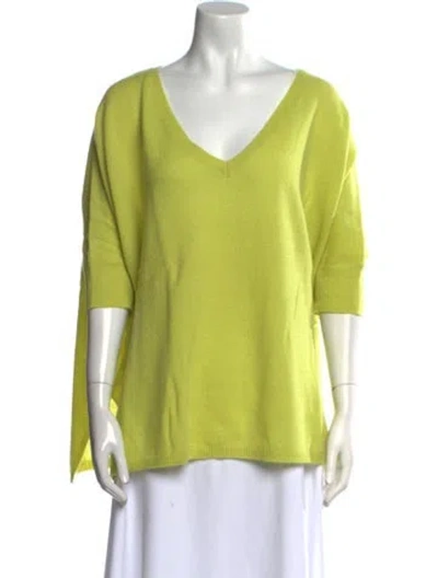 Pre-owned Minnie Rose Cashmere V-neck Sweater W/ Tags In Green