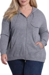 Minnie Rose Cashmere Zip Hoodie Jacket In Grey Shadow