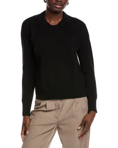 Minnie Rose Collared Cashmere Sweater In Black