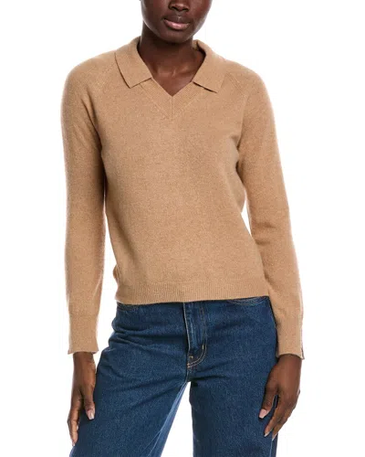 Minnie Rose Collared Cashmere Sweater In Brown