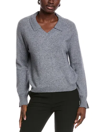 Minnie Rose Collared Cashmere Sweater In Gray