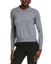 Minnie Rose Collared Cashmere Sweater In Gray