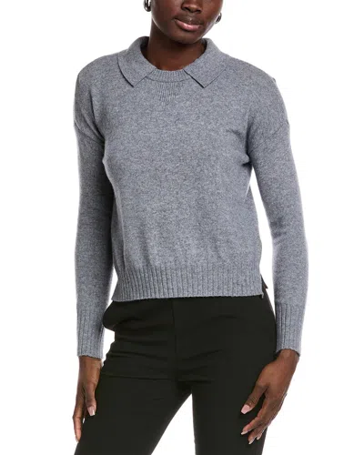 Minnie Rose Collared Cashmere Sweater In Gray