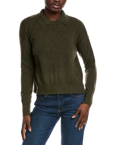 Minnie Rose Collared Cashmere Sweater In Green
