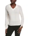 Minnie Rose Collared Cashmere Sweater In White