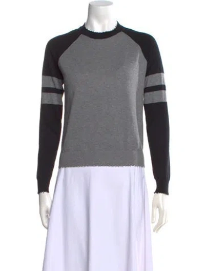 Pre-owned Minnie Rose Colorblock Pattern Crew Neck Sweater In Gray