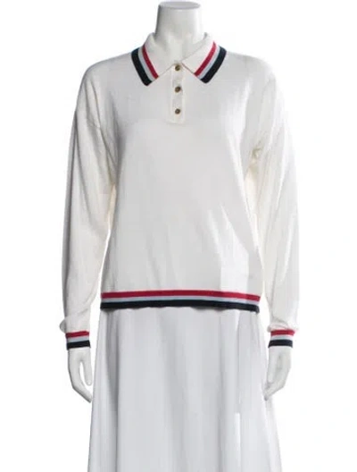 Pre-owned Minnie Rose Colorblock Pattern Crew Neck Sweater W/ Tags In White