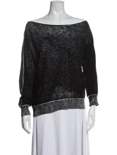 Pre-owned Minnie Rose Colorblock Pattern Off-the-shoulder Sweater In Grey