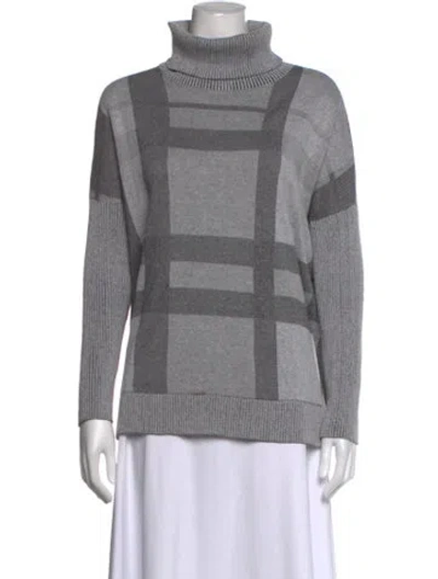 Pre-owned Minnie Rose Colorblock Pattern Turtleneck Sweater In Grey