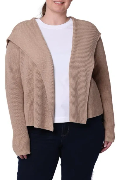 Minnie Rose Cotton & Cashmere Hooded Cardigan In Brown