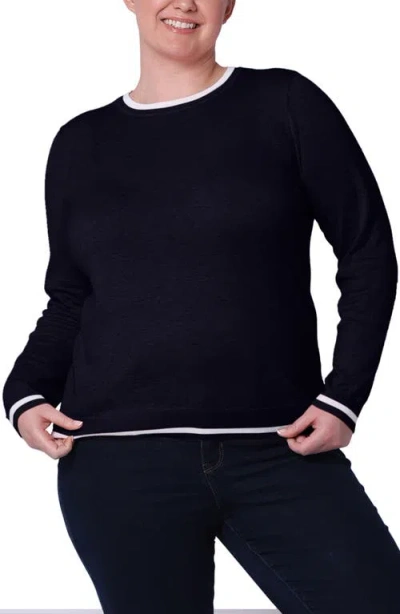 Minnie Rose Cotton & Cashmere Sweater In Black