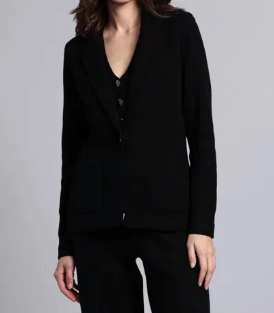 Minnie Rose Cotton Blend Fitted Blazer In Black