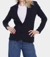 Minnie Rose Cotton Blend Fitted Blazer In Navy In Blue