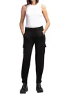 Minnie Rose Cotton Blend Pleated Snap Leg Pant In Black In Black