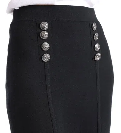 Minnie Rose Cotton Blend Sailor Pencil Skirt In Black