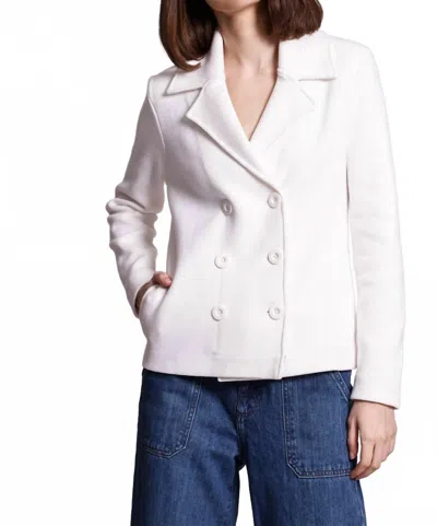 Minnie Rose Cotton Blend Short Pea Coat In White