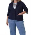 Minnie Rose Cotton Blend Shrunken Blazer - Plus In Navy In Blue