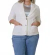 Minnie Rose Cotton Blend Shrunken Blazer - Plus Size In White
