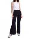 Minnie Rose Cotton Blend Wide Leg Knit Pant In Navy In Black