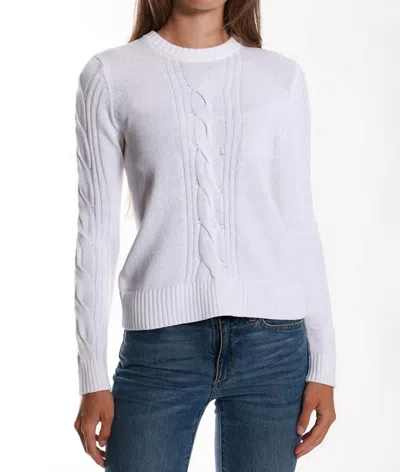 Minnie Rose Cotton Cable Cashmere Sweater In White