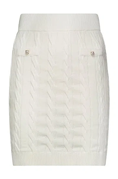Minnie Rose Cotton Cable Mini Skirt In White