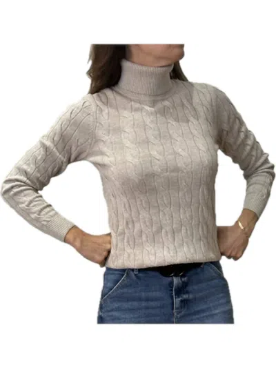 Minnie Rose Cotton Cable Sweater In Heather Grey
