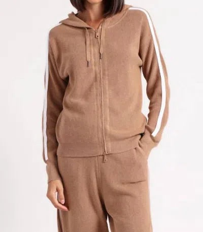 Minnie Rose Cotton Cashmere Baby Shaker Hoodie In Camel White In Multi