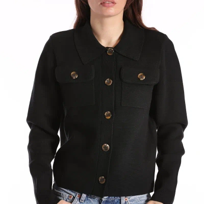 Minnie Rose Cotton Cashmere Blend Solid Shacket In Black