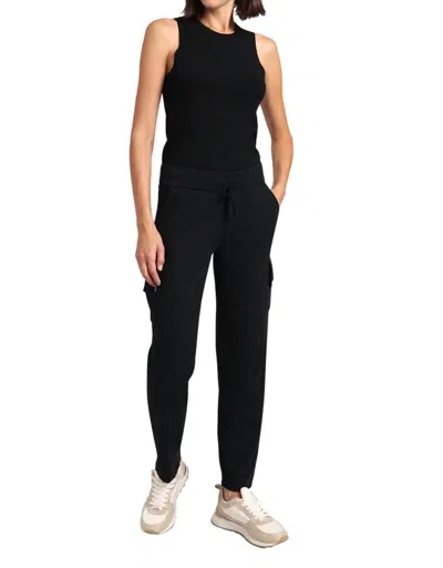 Minnie Rose Cotton Cashmere Cargo Pant In Black Charcoal