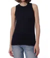 Minnie Rose Cotton Cashmere Frayed Tank In Navy In Blue