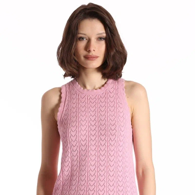 Minnie Rose Cotton Cashmere Heart Pointelle Scalloped Tank In Pink