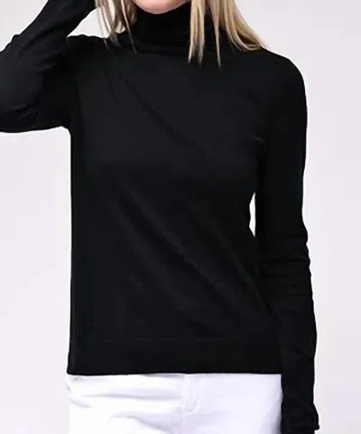 Minnie Rose Cotton Cashmere Long Sleeve Turtleneck In Black
