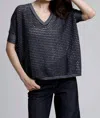 Minnie Rose Cotton Cashmere Mesh Pow-wow Sweater In Navy/white