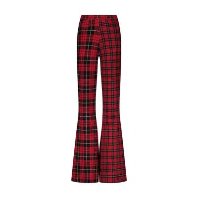 Minnie Rose Cotton Cashmere Mixed Plaid Pant In Red